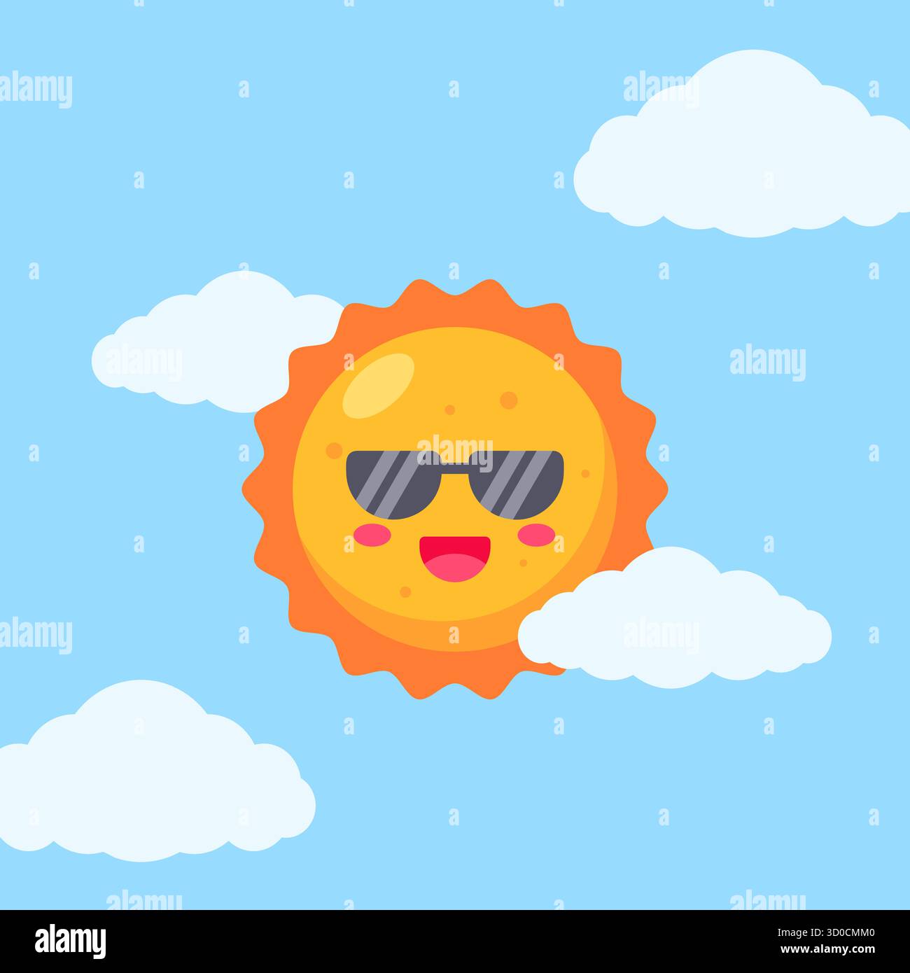 Carino Sun Cartoon con occhiali da sole Illustrazione Vettoriale