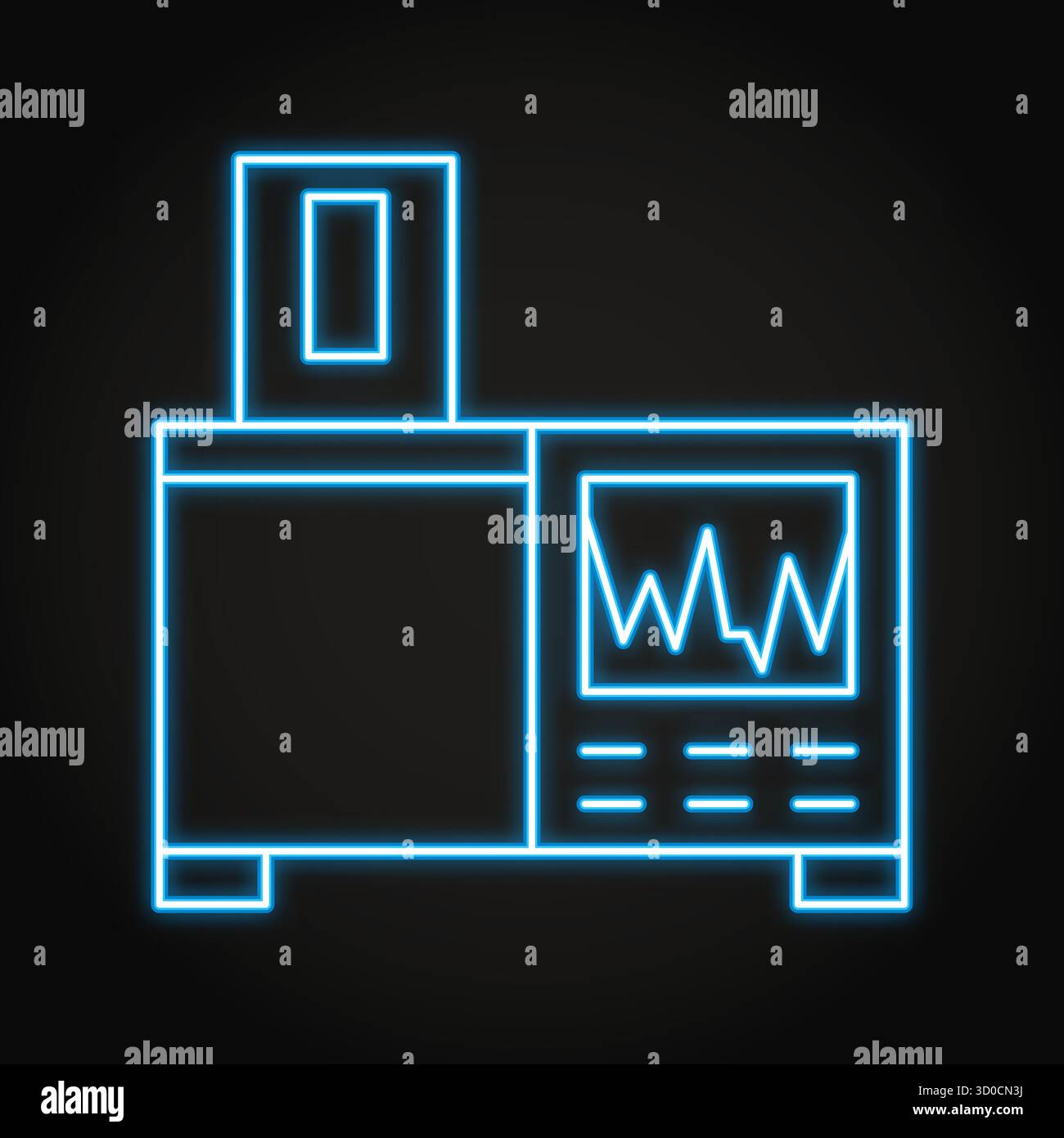 Icona neon gascromatografo. Macchina per cromatografia per chimica analitica. Illustrazione vettoriale Illustrazione Vettoriale
