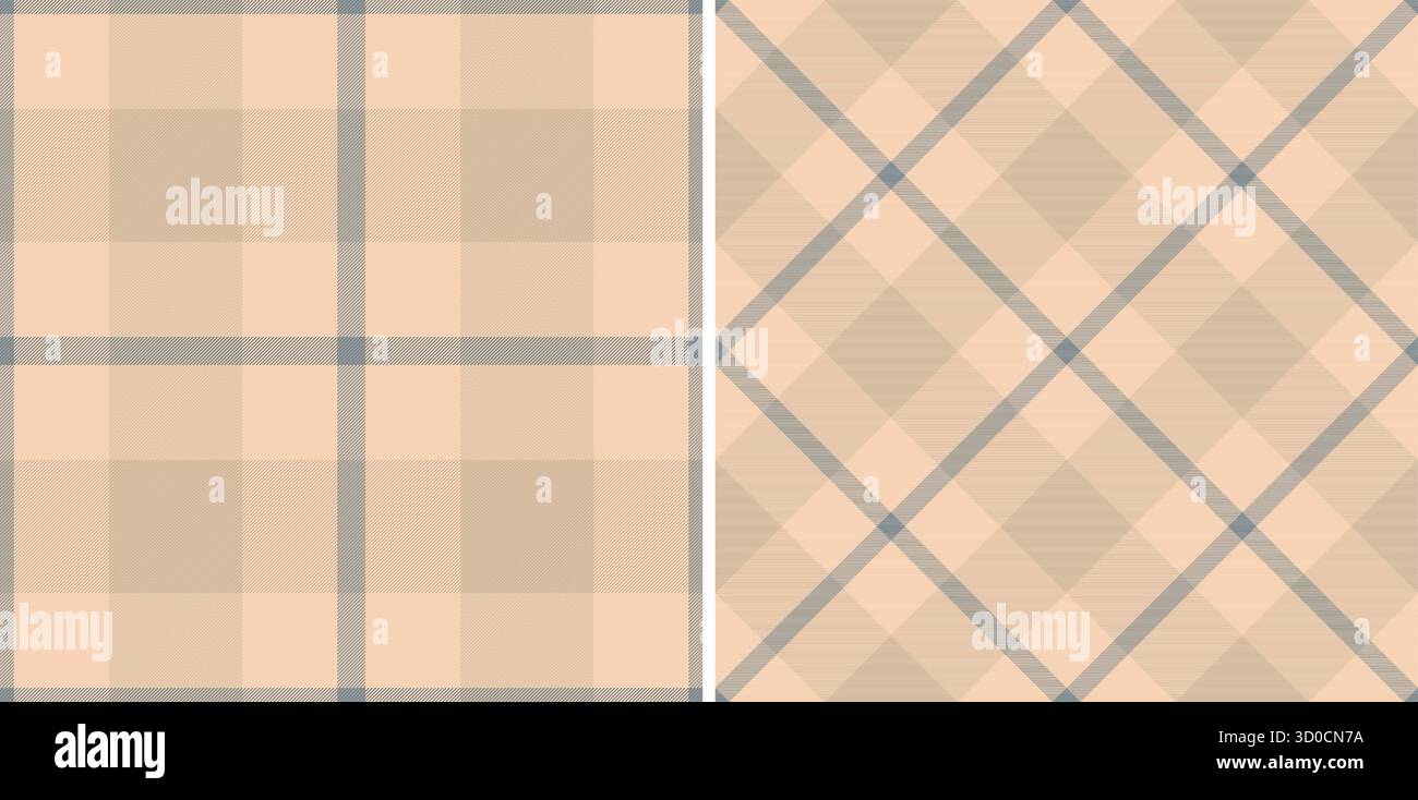 Eleganti motivi a quadri in calde tonalità beige e grigio tenue. Ideale per il design dei tessuti, gli sfondi o per aggiungere un tocco di stile classico al tuo progetto. Illustrazione Vettoriale