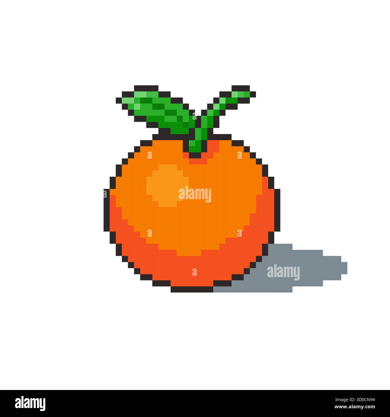 Pixel art arancione con design delle risorse di gioco Leaf Illustrazione Vettoriale