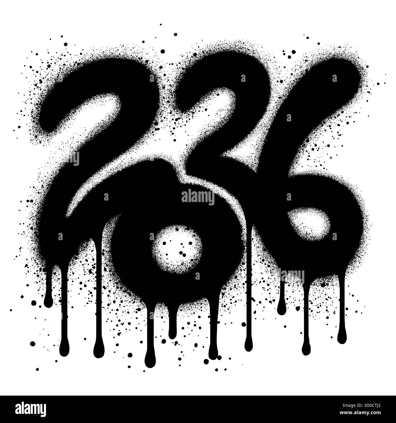 graffiti del nuovo anno 2026 in stile vernice spray. Illustrazione Vettoriale