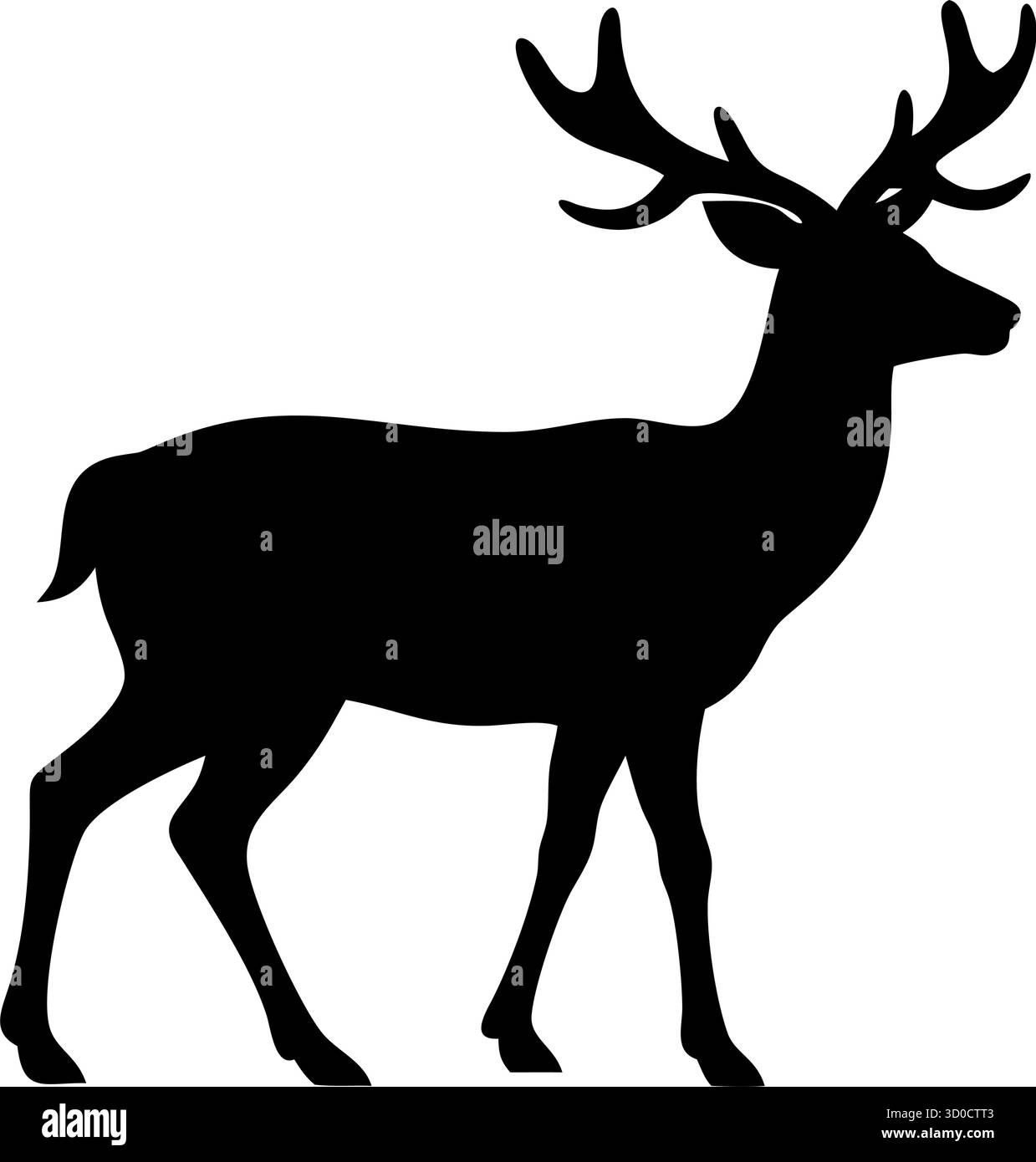 Cervo silhouette Vector – icona maestosa del cervo per il marchio di flora e fauna selvatiche, il design per esterni e la segnaletica naturalistica Illustrazione Vettoriale