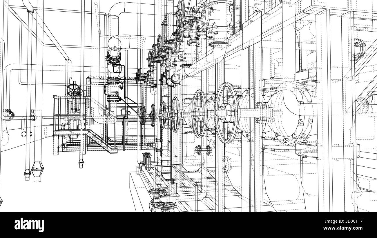 Progetto di tubazioni industriali. Vettore Illustrazione Vettoriale