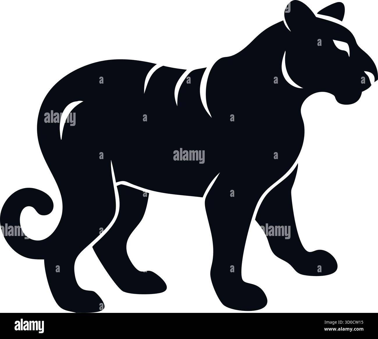 Tiger silhouette Vector – icona animale selvaggio per Jungle Branding, Tattoo Art e Fierce Design Projects Illustrazione Vettoriale