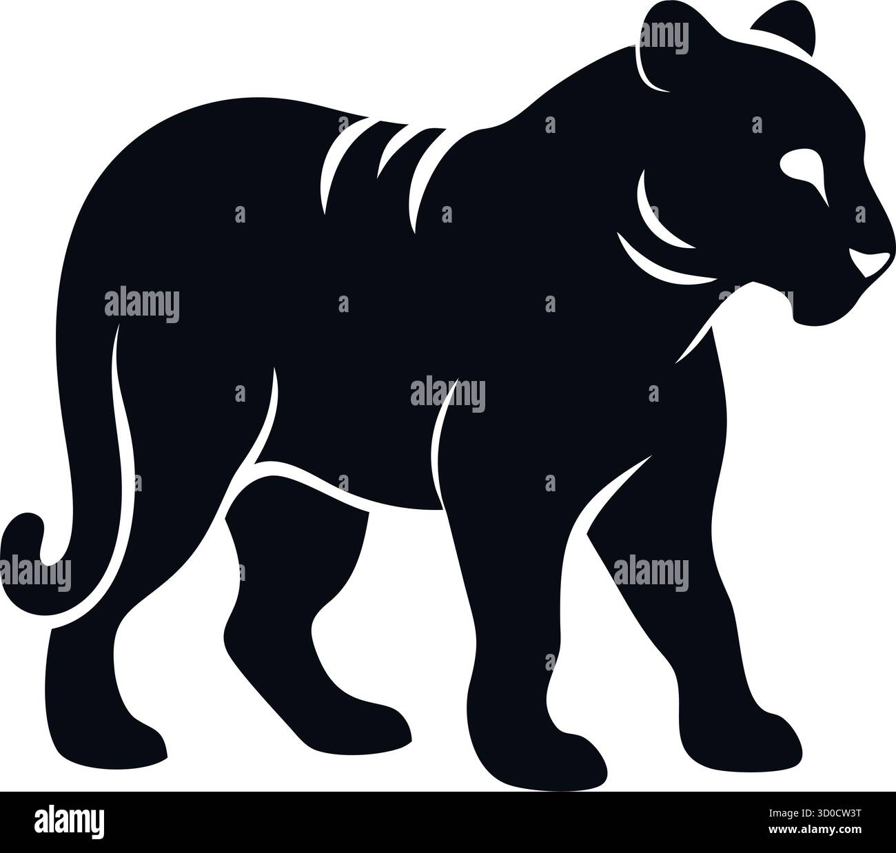 Tiger silhouette Vector – icona animale selvaggio per Jungle Branding, Tattoo Art e Fierce Design Projects Illustrazione Vettoriale