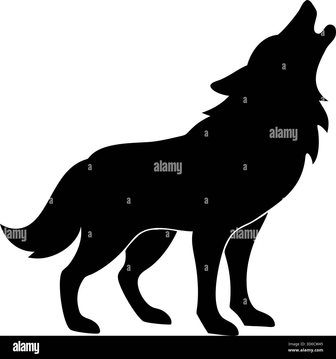 Howling Wolf silhouette Vector – icona della natura selvaggia su Rock per il Branding all'aperto, il design tribale e la Wilderness Art Illustrazione Vettoriale