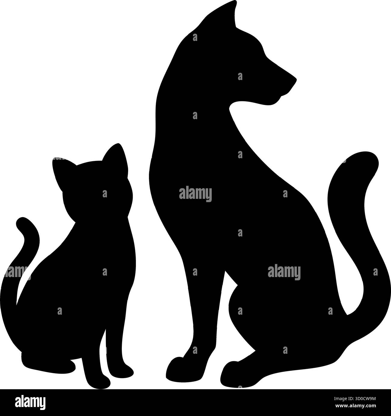 Cane e gatto silhouette Vector – icona compagnia animale per uso veterinario, cura degli animali e progettazione Illustrazione Vettoriale