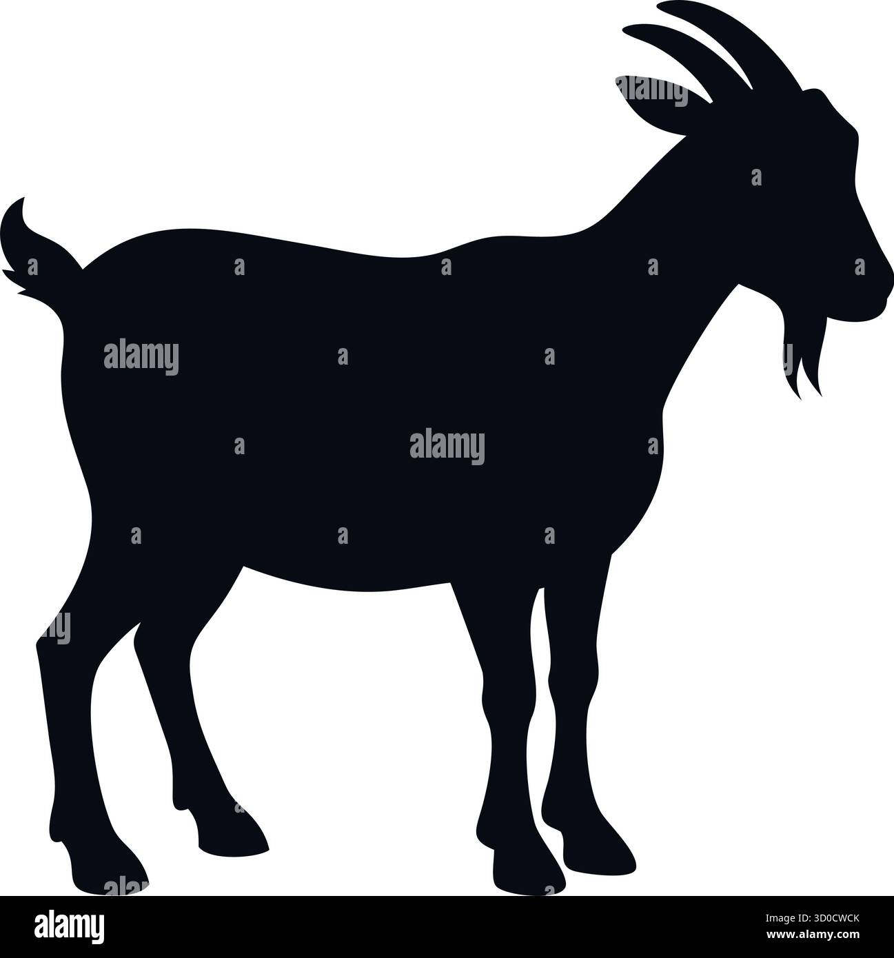 Capra silhouette Vector – icona animale di fattoria per il Branding agricolo, il design culturale e l'educazione al bestiame Illustrazione Vettoriale