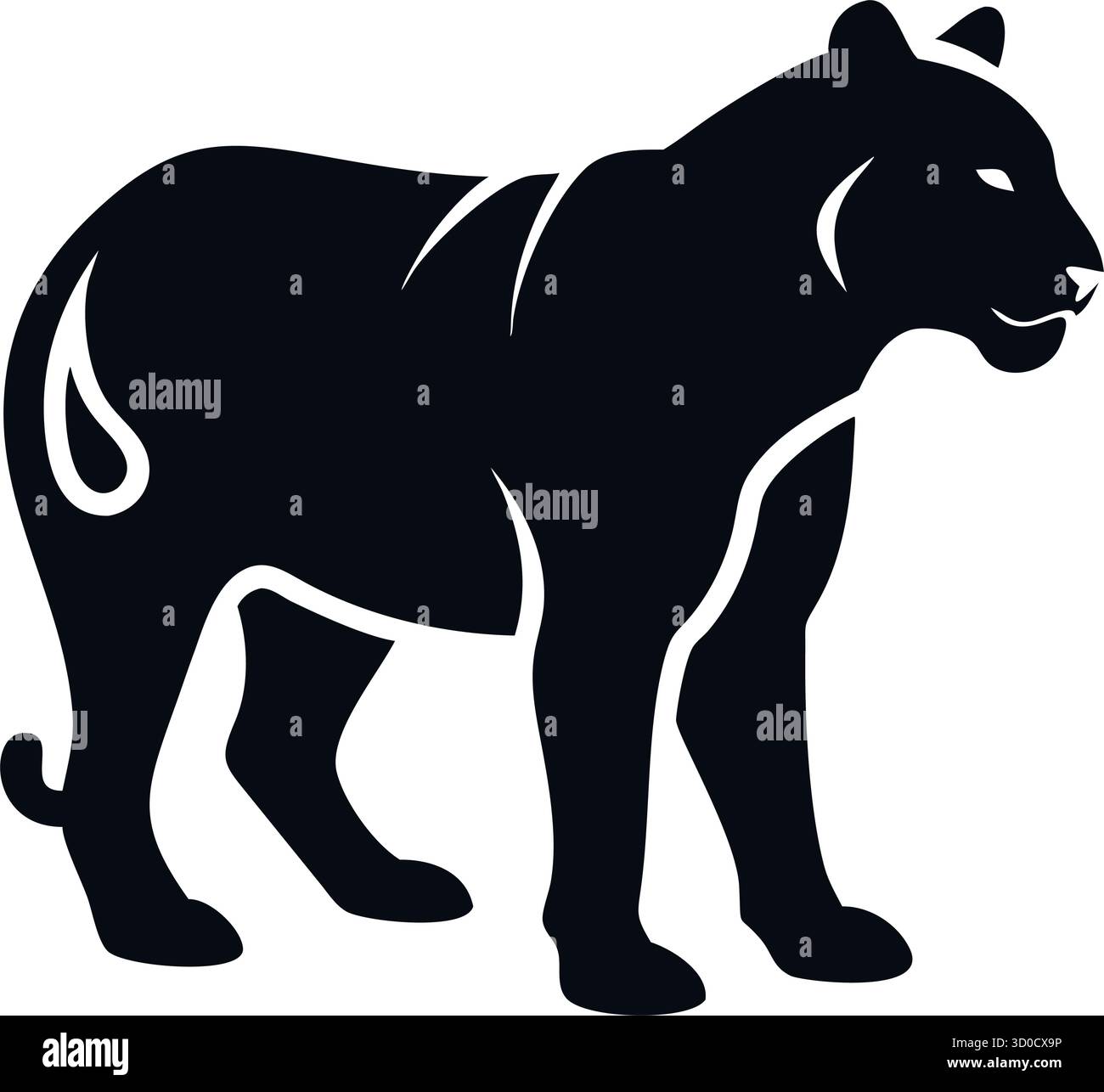 Tiger silhouette Vector – icona animale selvaggio per Jungle Branding, Tattoo Art e Fierce Design Projects Illustrazione Vettoriale