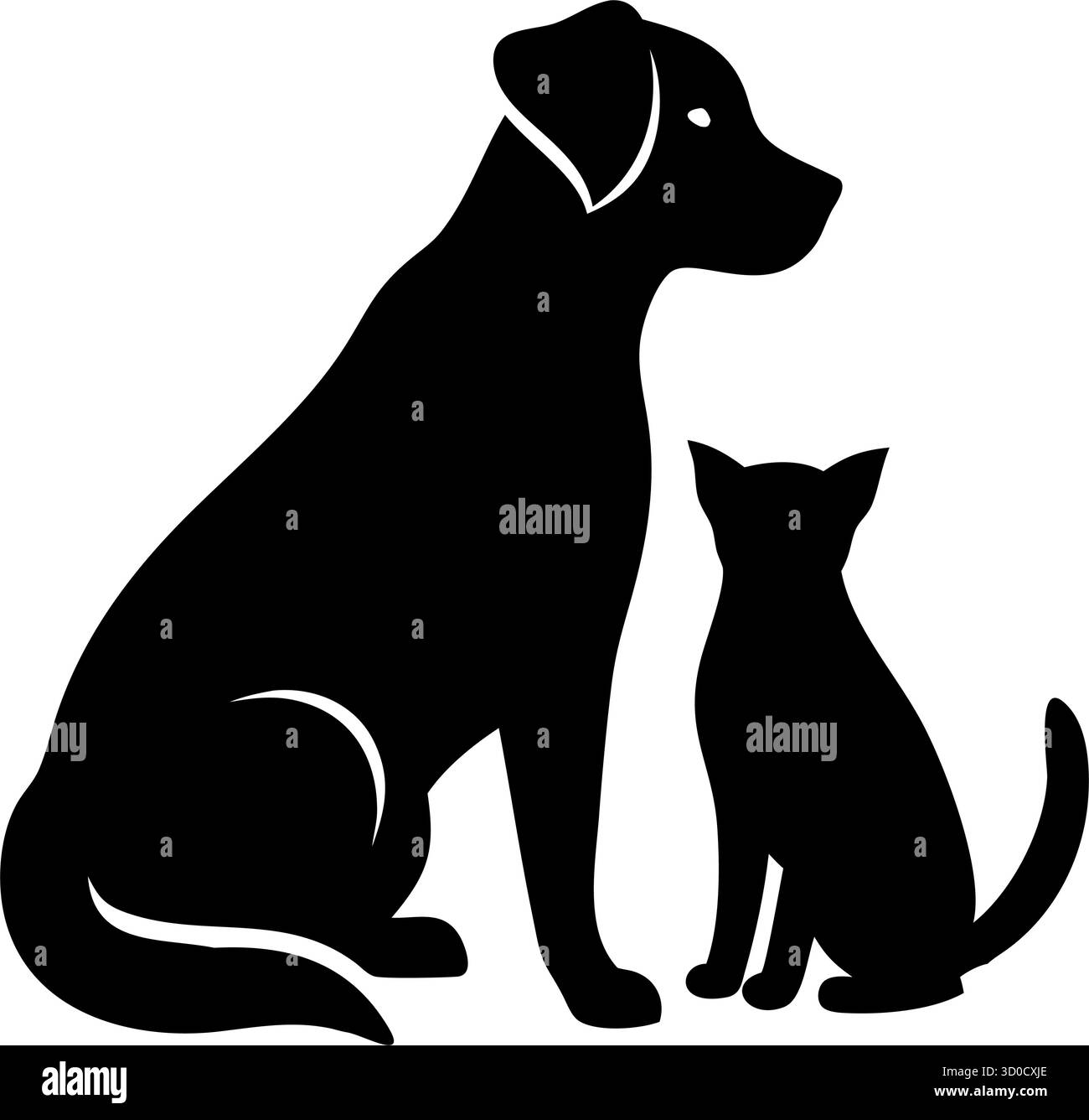 Cane e gatto silhouette Vector – icona compagnia animale per uso veterinario, cura degli animali e progettazione Illustrazione Vettoriale