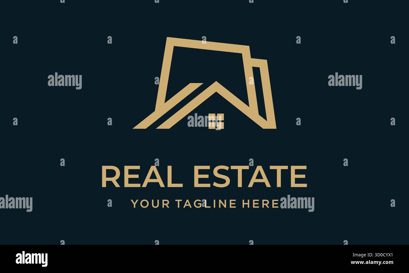 Modelli di design del logo immobiliare Branding minimalista delle costruzioni Illustrazione Vettoriale