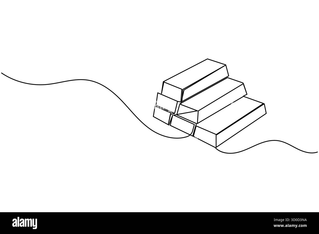 Illustrazione vettoriale del concetto di finanziamento del disegno a linea continua della barra d'oro Illustrazione Vettoriale
