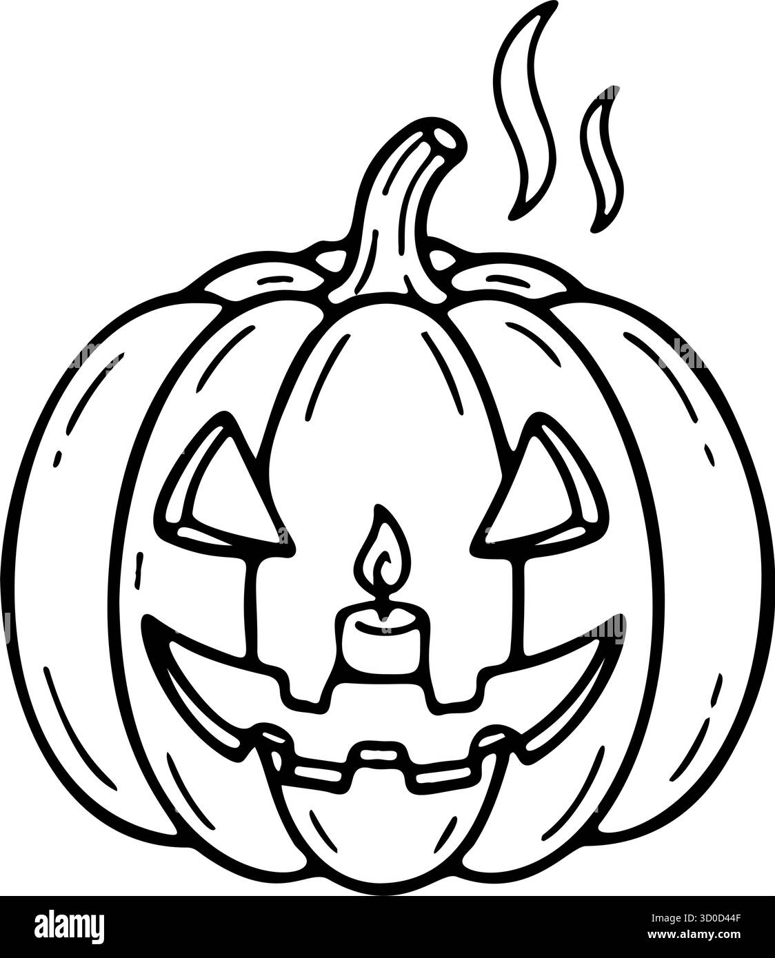 Faccia su un'icona di zucca disegnata a mano. Simbolo clipart disegno linea di contorno. Illustrazione vettoriale. Illustrazione Vettoriale