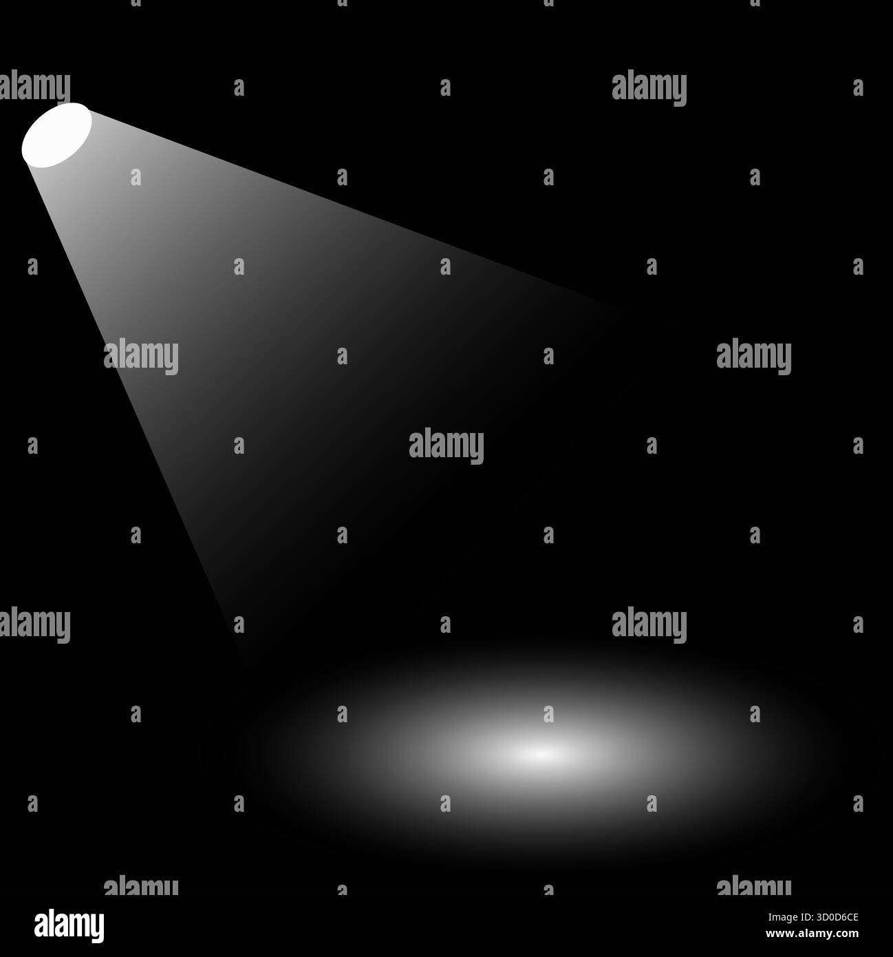 Palcoscenico con faretto bianco su sfondo nero, luce di illustrazione vettoriale che splende sul pavimento Illustrazione Vettoriale