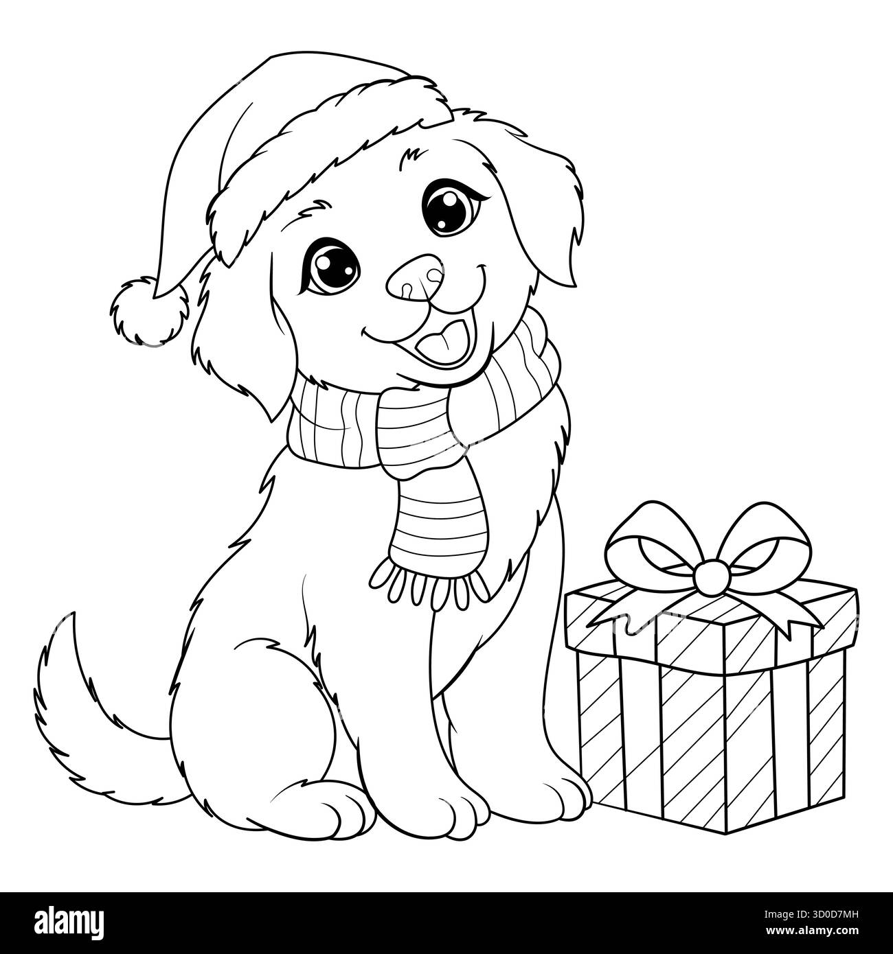 I bambini del libro da colorare per cani di Natale Illustrazione Vettoriale