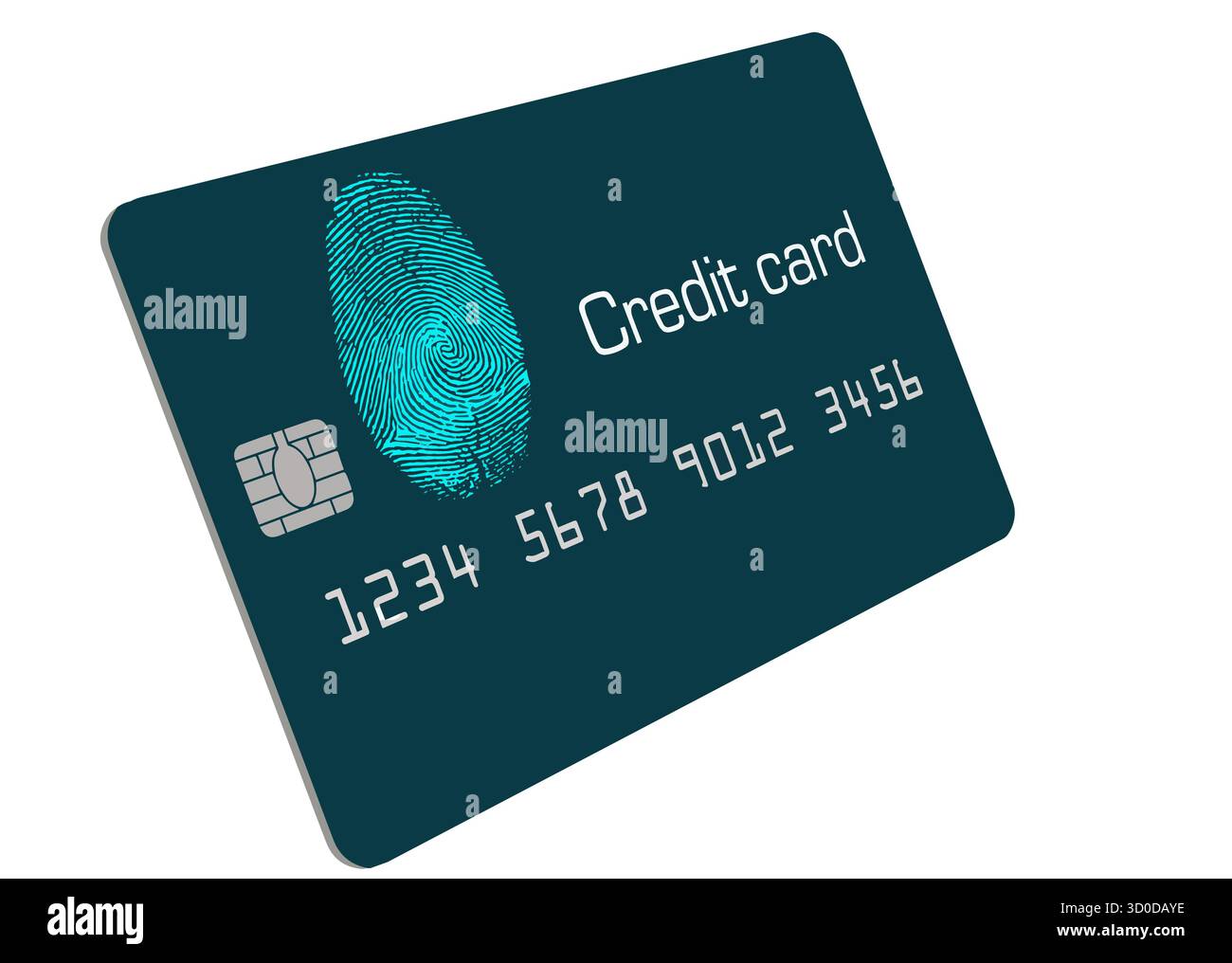 Si tratta di una versione di una carta di credito con identificazione tramite impronta digitale che potrebbe diventare il futuro della sicurezza della carta. Questa è un'illustrazione 3-d. Illustrazione Vettoriale