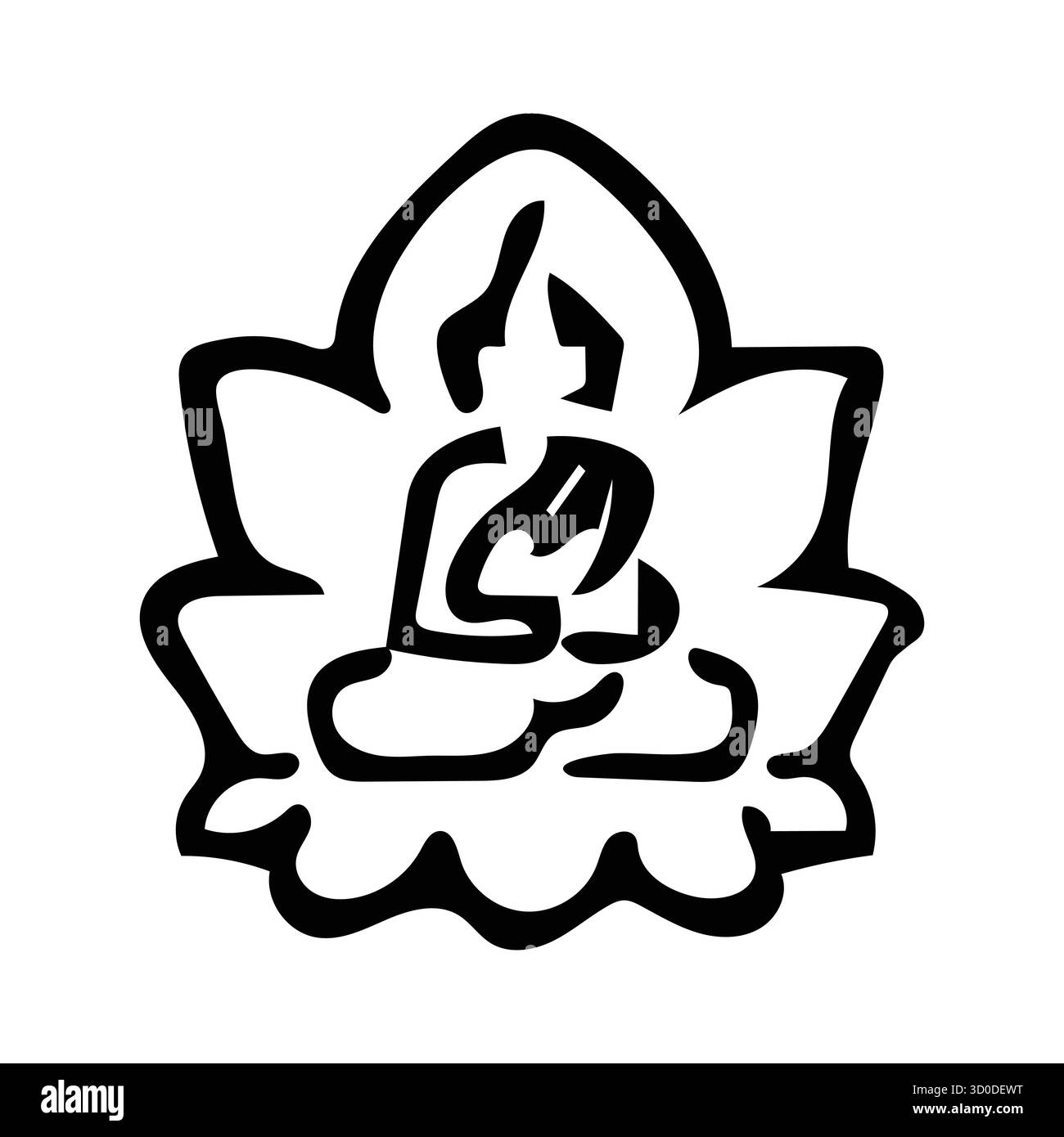 Buddha minimalista in Lotus Position Line Art Illustration Illustrazione Vettoriale