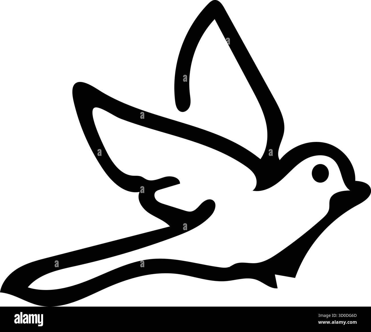 Flying dove Line Art: Simbolo universale di pace, libertà e speranza Illustrazione Vettoriale
