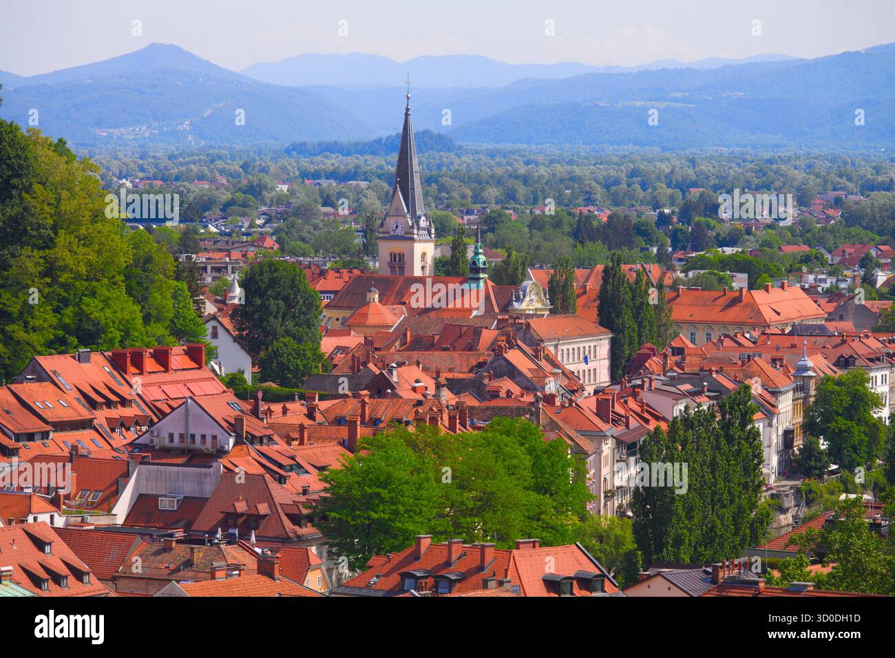 Slovenia, Lubiana, Skyline, vista aerea, Foto Stock