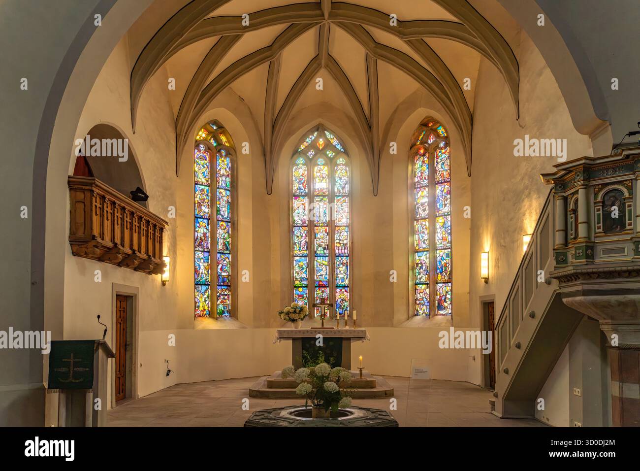 Interno della Chiesa della Pace nella rabbia Altkötzschenbroda, Kötzschenbroda, Radebeul, Sassonia, Germania Foto Stock