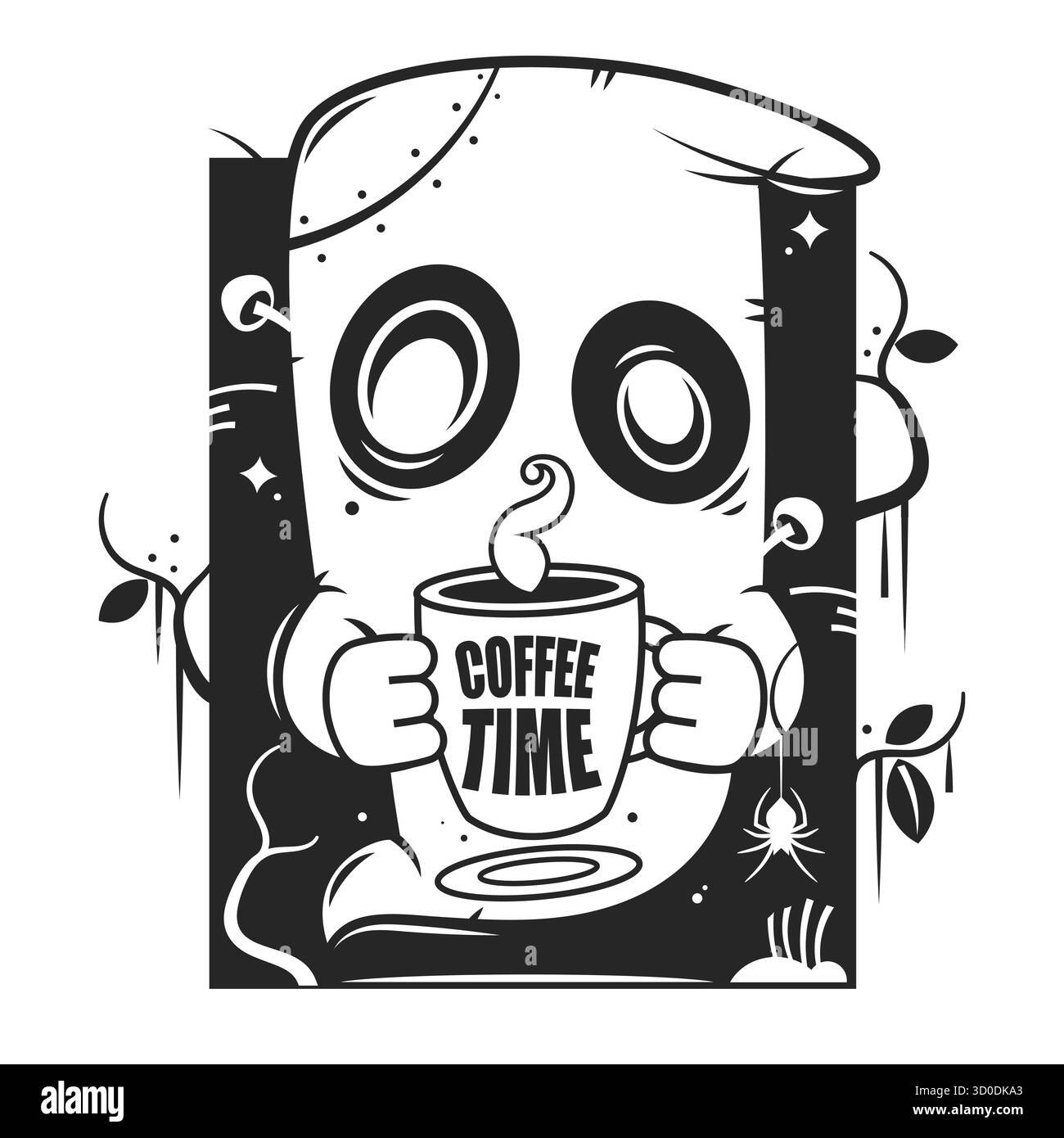 Buon biglietto di auguri di Halloween con fantasma. Spirito fantasma dei cartoni animati. Fantasma di zucca. Spirito divertente. Carino personaggio dei cartoni animati fantasma natalizi. Fantasma amichevole. S Illustrazione Vettoriale