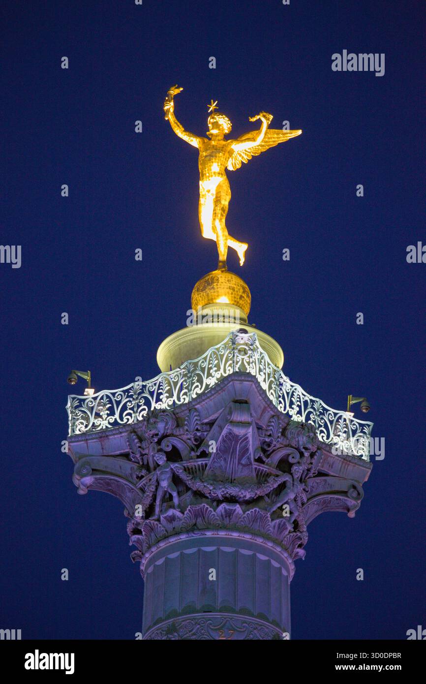 Francia, Parigi, Place de la Bastille, Colonne de Juillet, Foto Stock