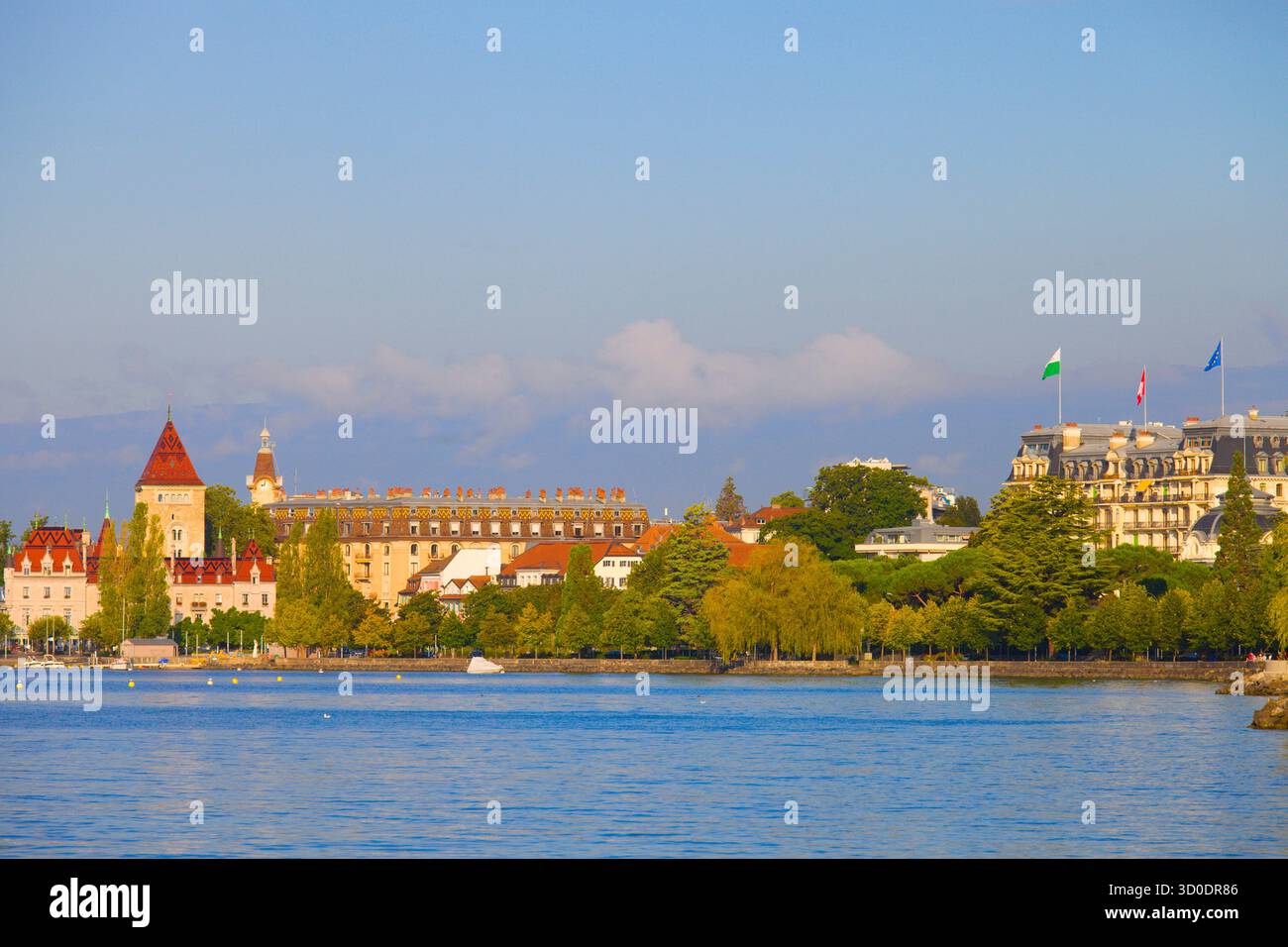 Svizzera, Vaud, Losanna, Ouchy, Lago di Ginevra, lakeshore, panorama, Foto Stock