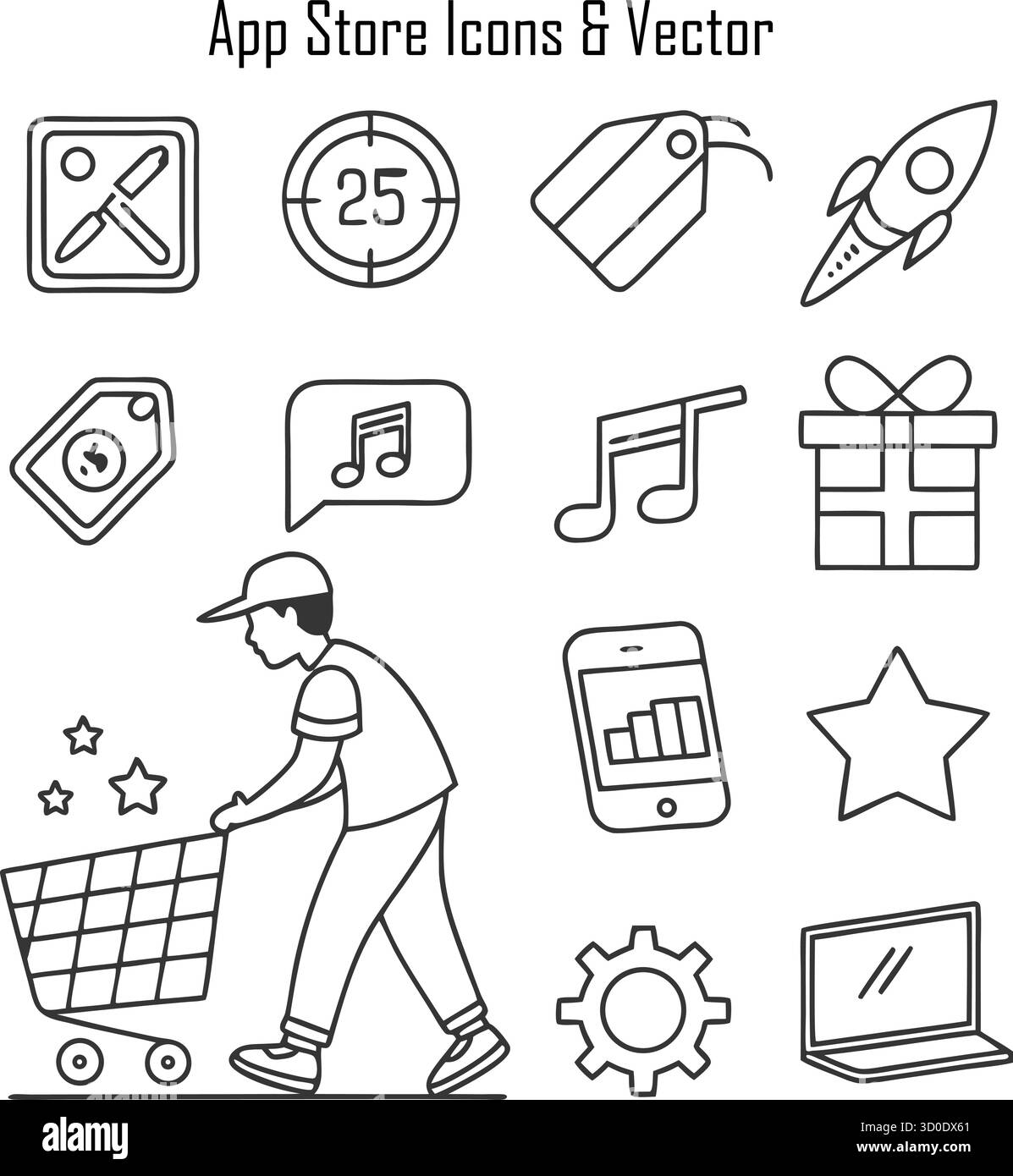 Interfaccia App Store: Applicazioni mobili, mercato digitale e piattaforma di download software Illustrazione Vettoriale