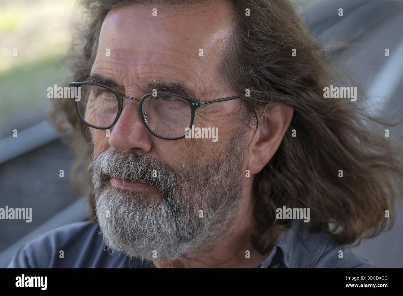 Ritratto dell'uomo con barba e occhiali, Franconia, Baviera, Germania Foto Stock