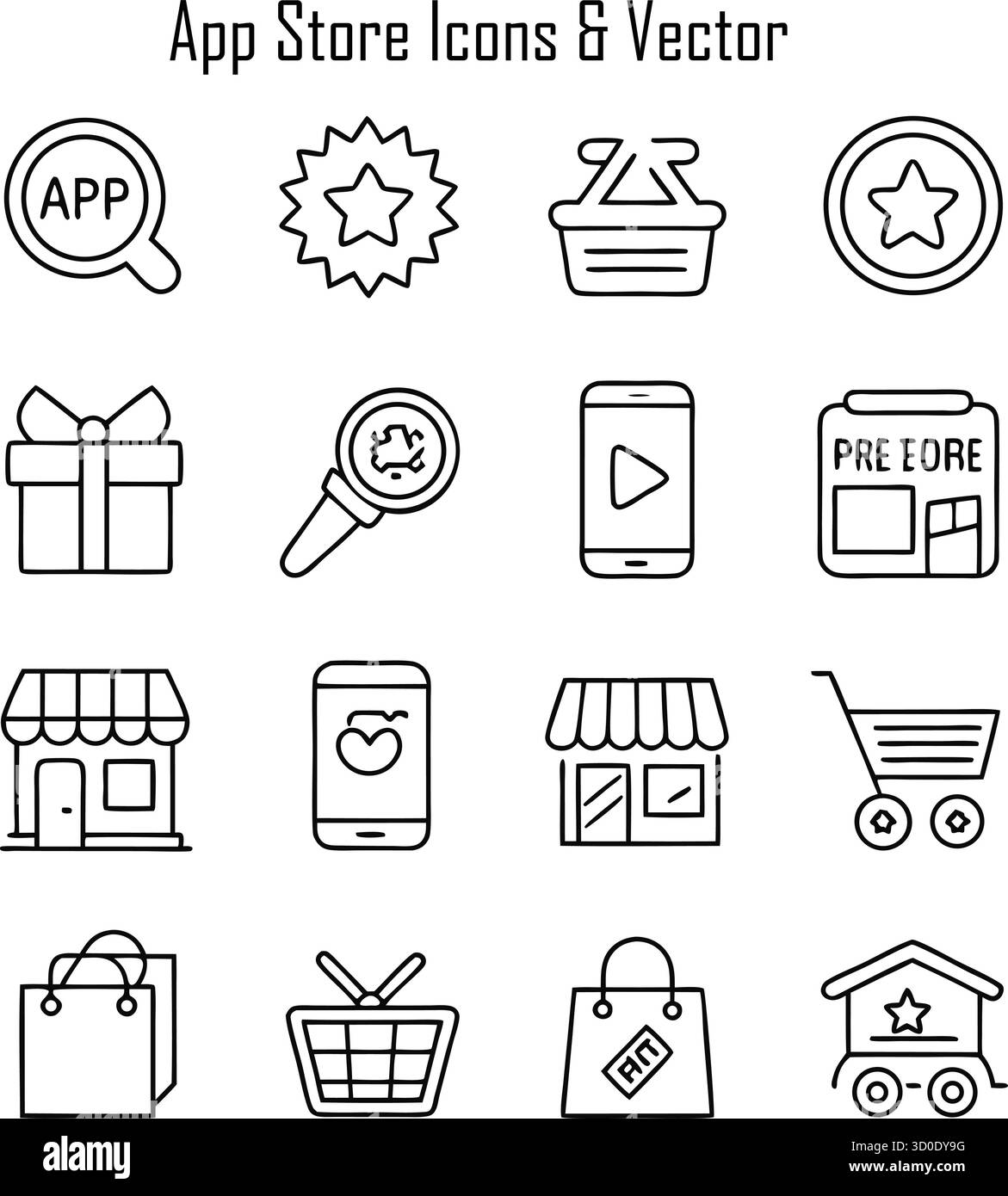 Interfaccia App Store: Applicazioni mobili, mercato digitale e piattaforma di download software Illustrazione Vettoriale