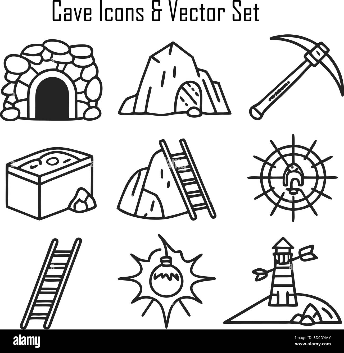 Mystical Cave Interior - formazione rocciosa naturale, esplorazione sotterranea e paesaggio avventura Illustrazione Vettoriale