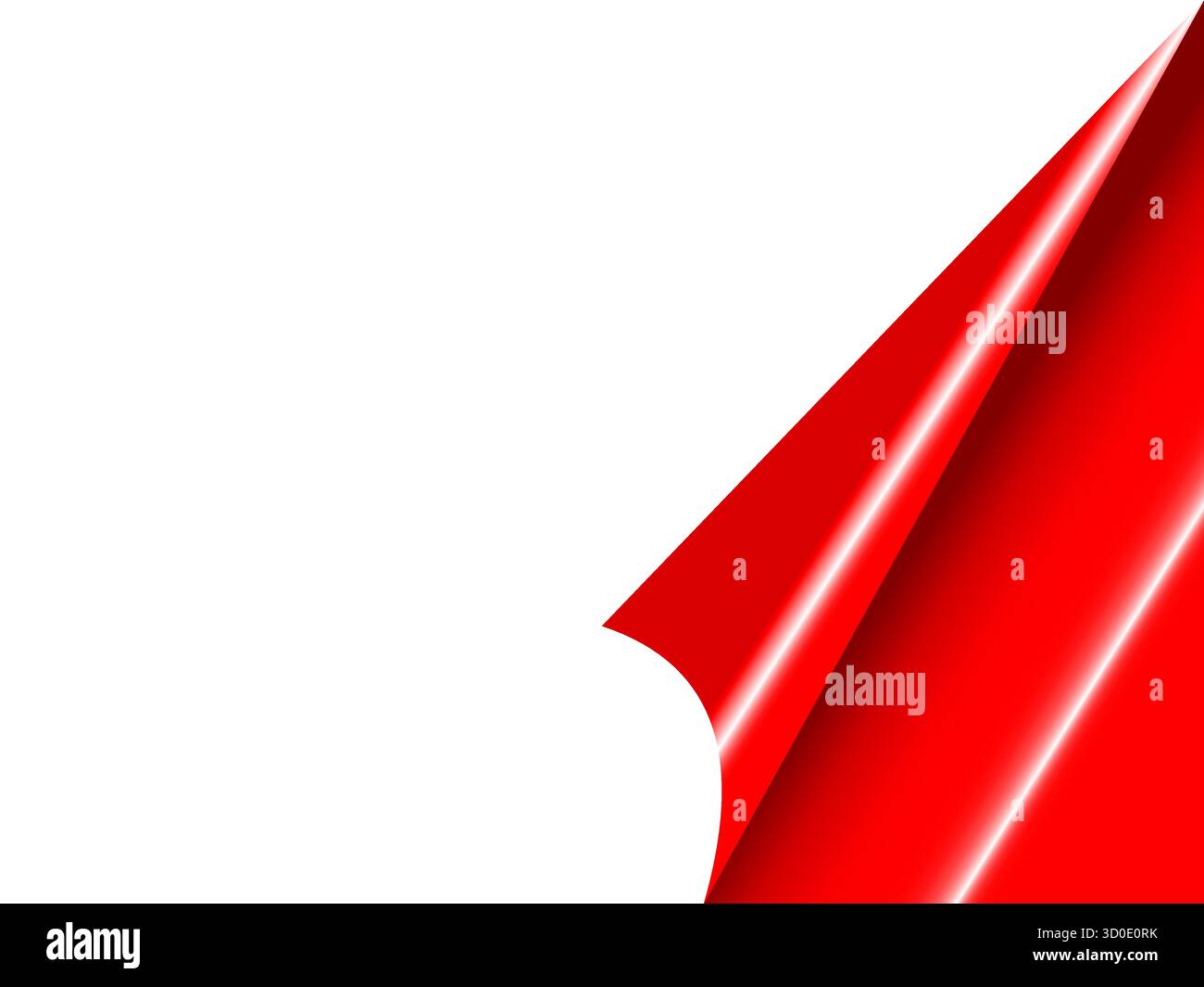 Vettoriale di fogli arricciati con angolo rosso su sfondo bianco, ideale per banner pubblicitari, poster, Web design e marketing Illustrazione Vettoriale