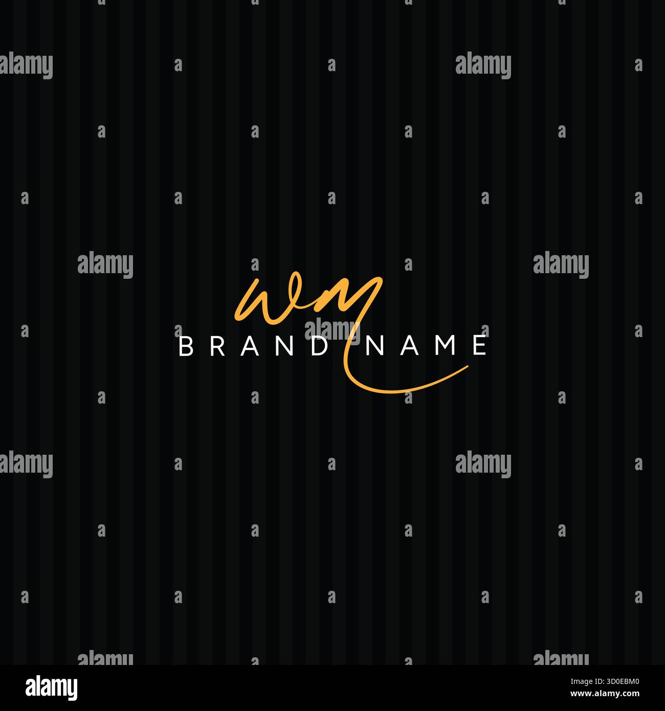 Logo iniziale WM in stile Signature per il settore della fotografia e della moda - vettore logo firmato disegnato a mano Illustrazione Vettoriale