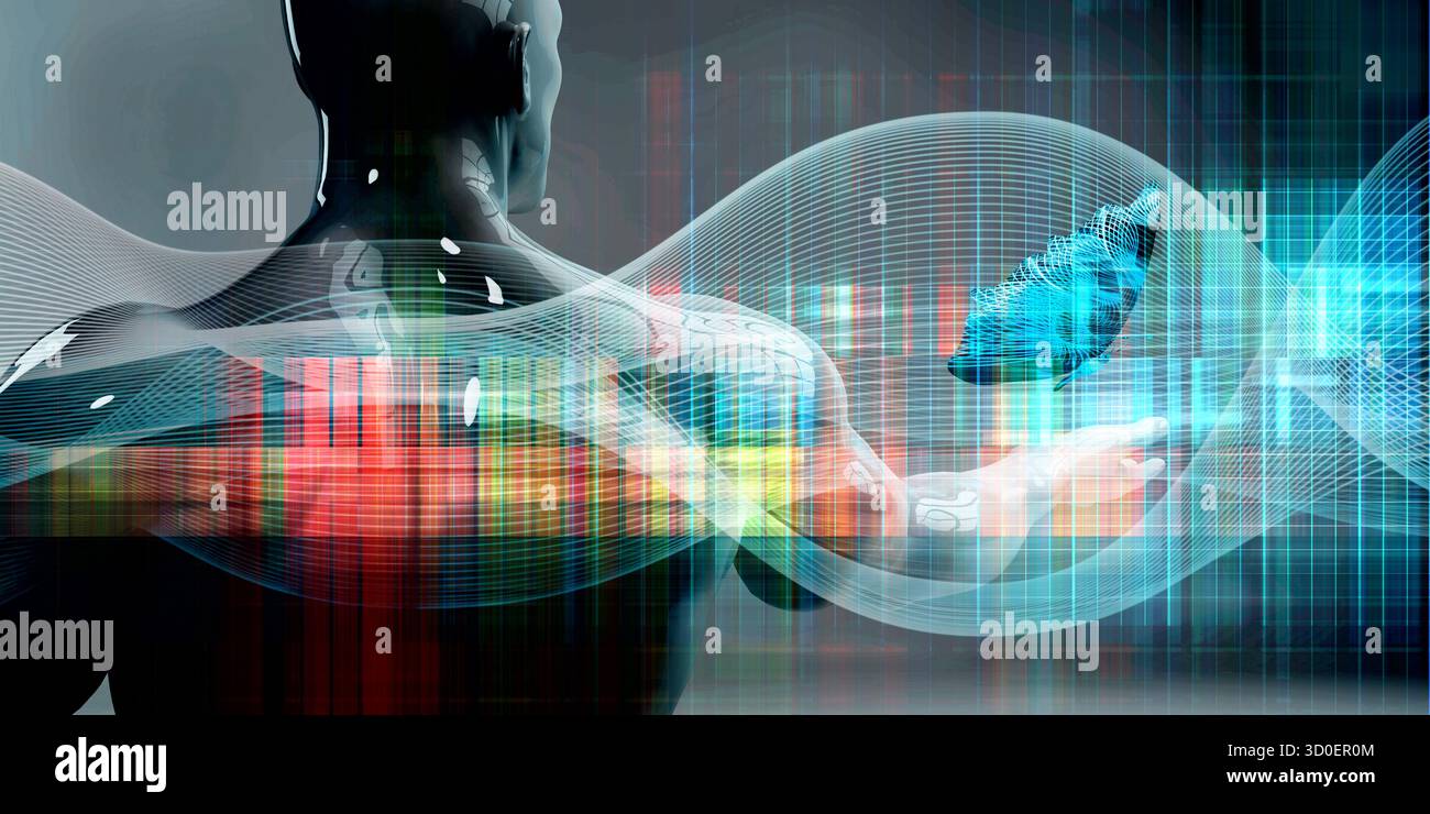 Human Digital Interface System for Technological Advancement Foto Stock