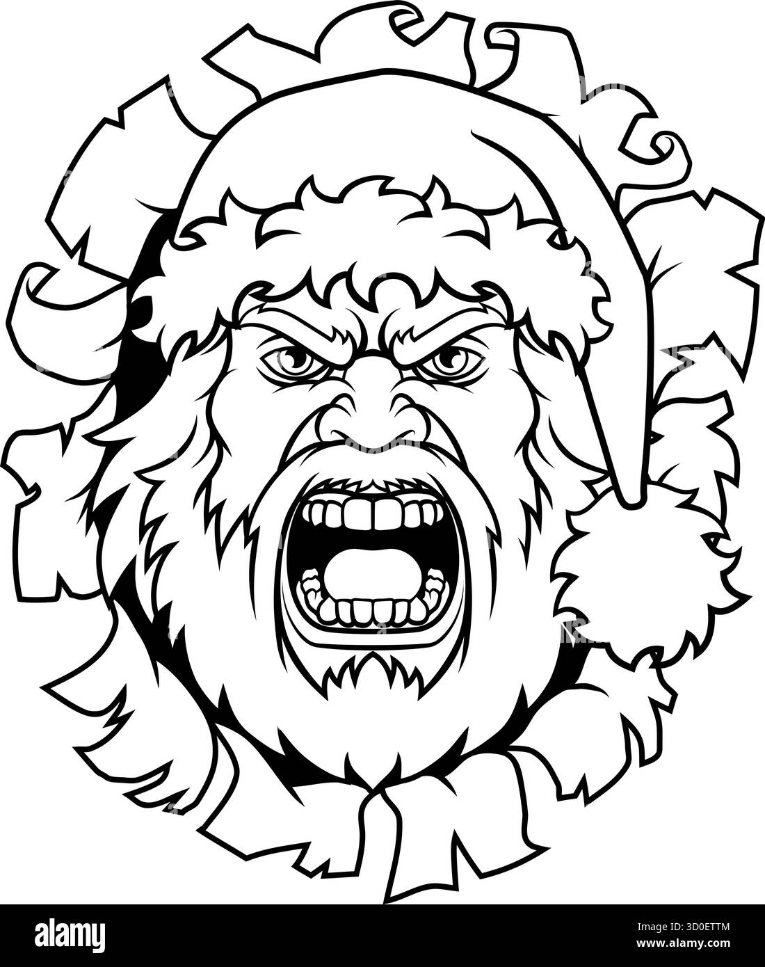 Arrabbiato Babbo Natale Babbo Natale Cartoon Mascotte Illustrazione Vettoriale