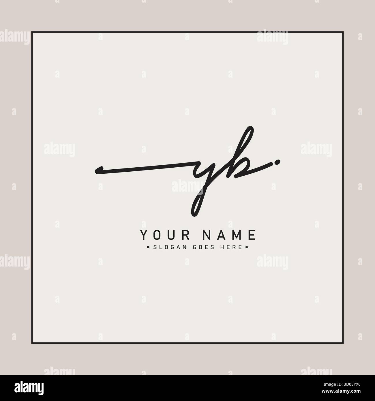 Logo Simple Signature per Alphabet YB - firma scritta a mano per la fotografia e il business della moda Illustrazione Vettoriale