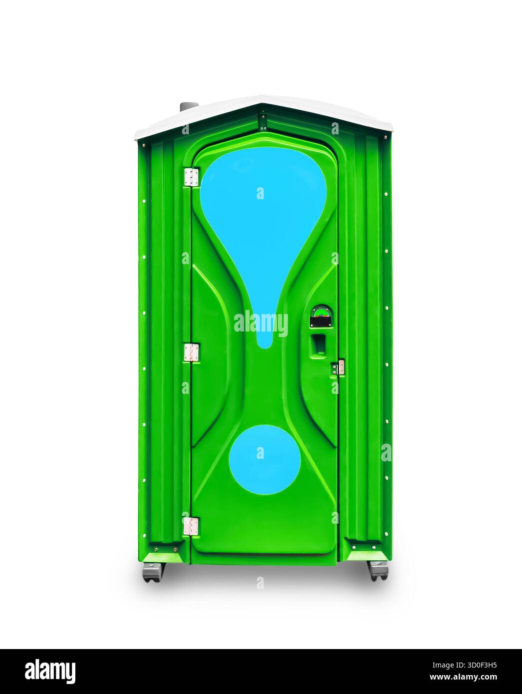 WC portatile verde isolato su bianco. Foto di alta qualità Foto Stock