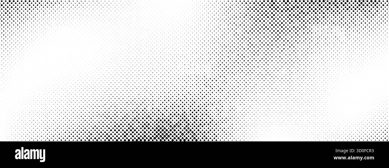 Texture gradiente di disturbo mezzitoni. Schema di gradazione sfumatura in grunge. Sfondo fumetto pixelato rasterizzato. Sfondo nero tratteggiato retrò. Sovrapposizione dello sfondo di cartoni animati vettoriali in stile manga e anime Illustrazione Vettoriale