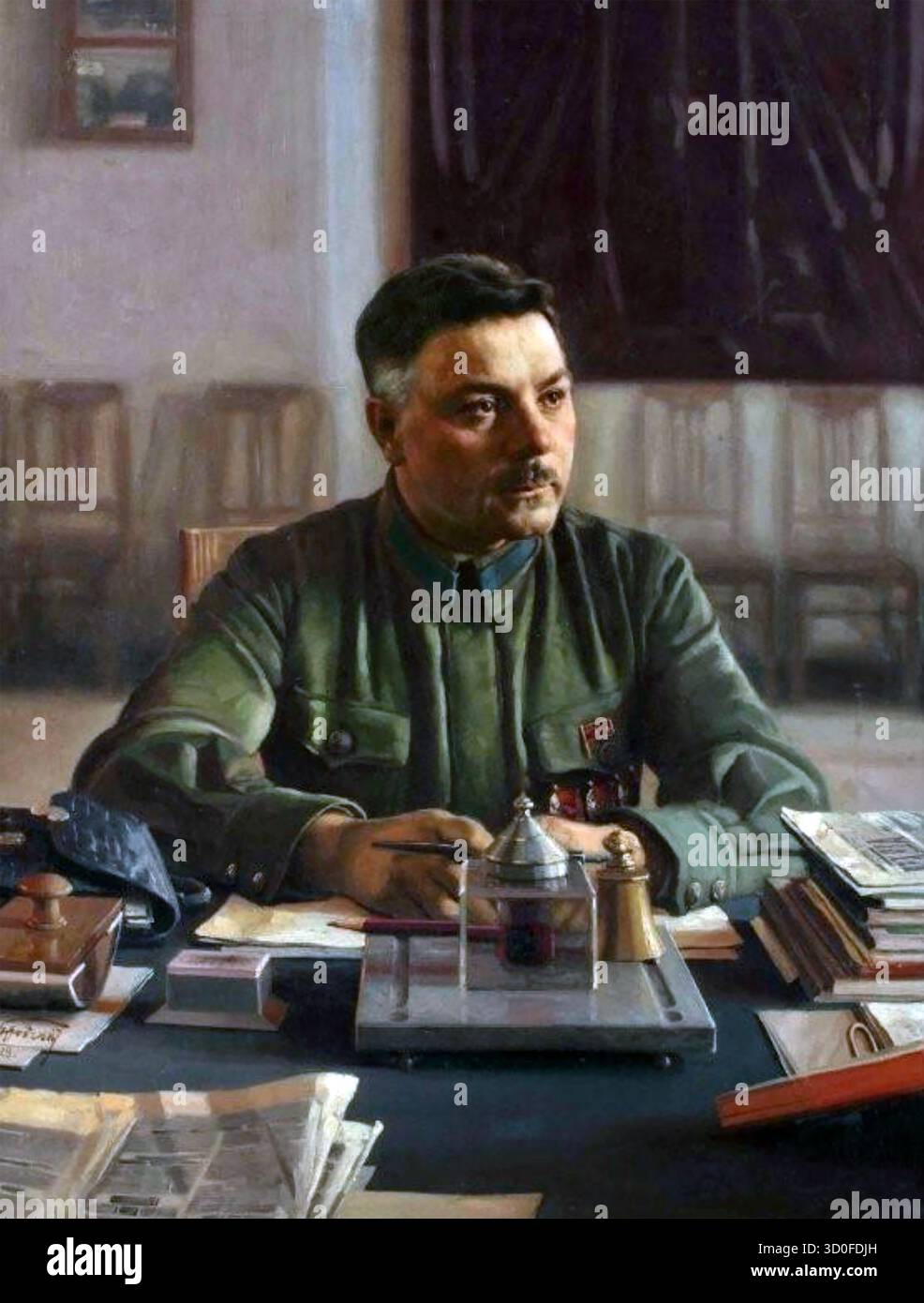 ISAAK BRODSKY (1884-1939) pittore russo. Ritratto del maresciallo dell'esercito sovietico e del politico Kliment Voroshilov nel 1929. Foto Stock