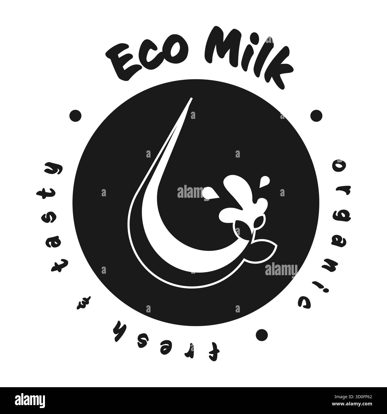 Questa grafica presenta un logo moderno che simboleggia il latte ecologico. Mette in evidenza temi quali sostenibilità, freschezza e agricoltura biologica. Perfetto per marchi che si occupano di conservazione ambientale. Illustrazione Vettoriale