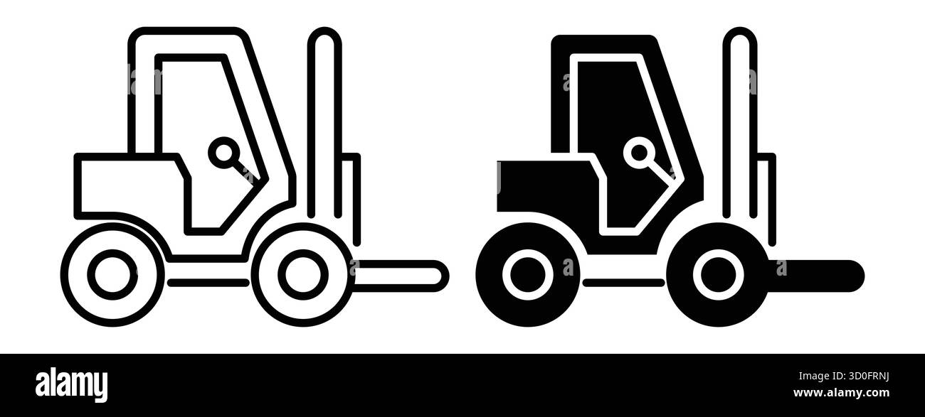 Illustrazione vettoriale di alta qualità dei carrelli elevatori in bianco e nero. Ideale per settori industriali, edili e logistici in vari ambiti Illustrazione Vettoriale