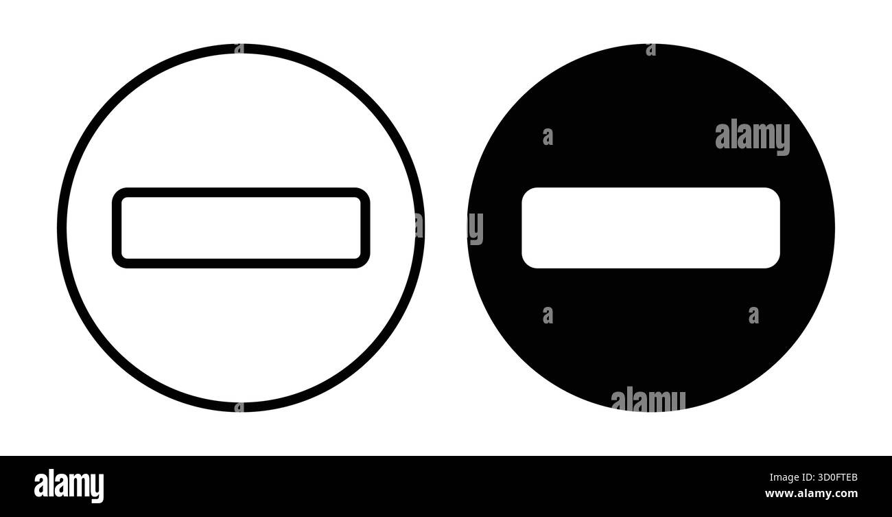 Questa immagine presenta un segno meno all'interno dei contorni del cerchio bianco e nero. Funge da grafica versatile per varie applicazioni di progettazione, enhanc Illustrazione Vettoriale