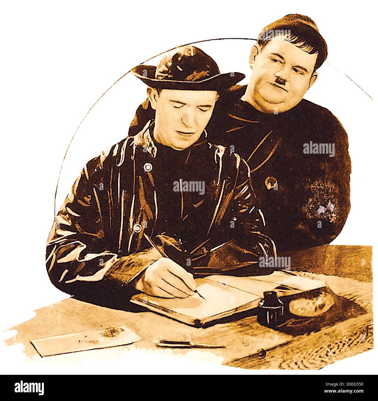 Laurel e Hardy in materiale promozionale per Any Old Port - (1932) Foto Stock