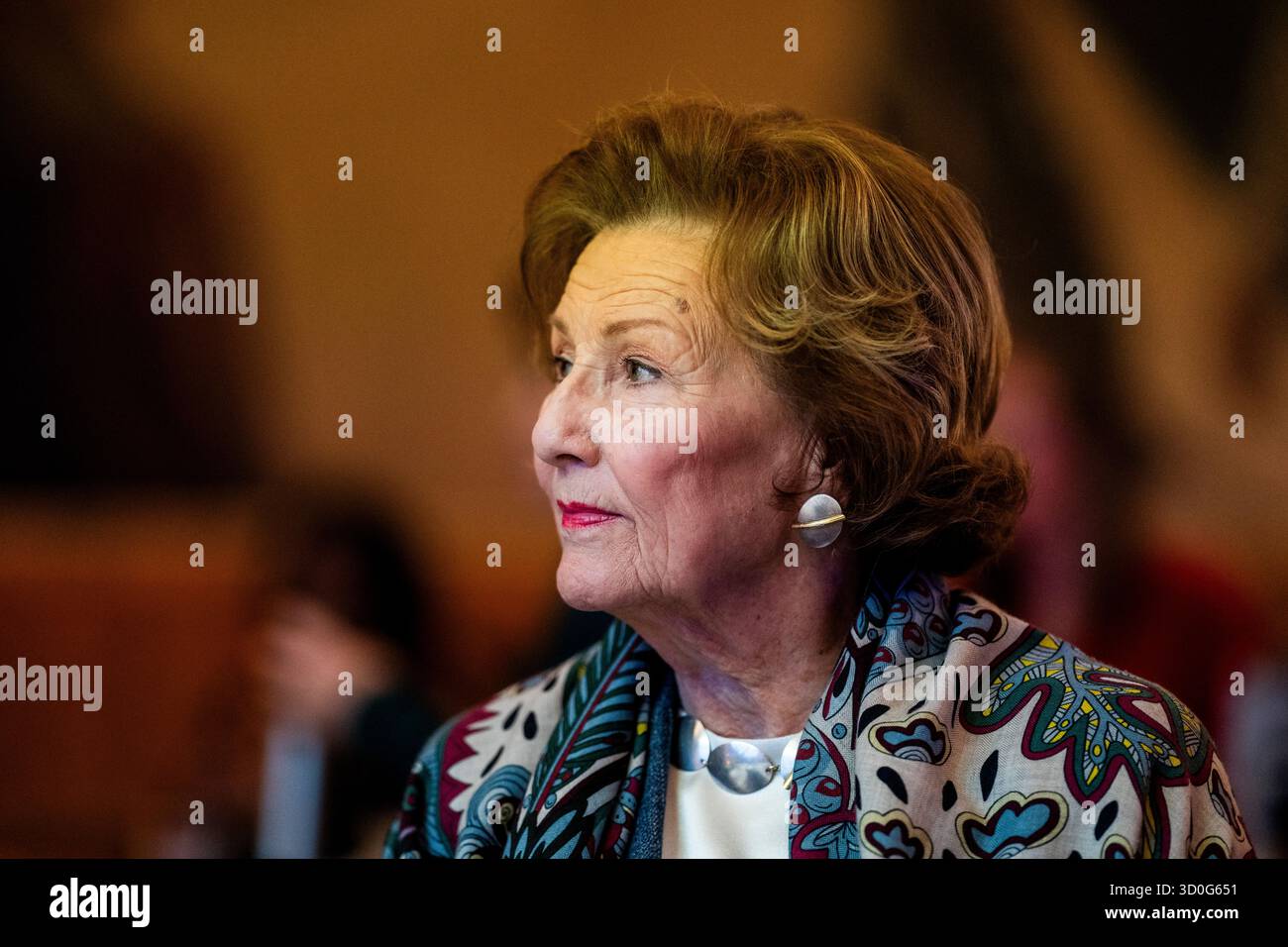 Oslo, Norvegia. 23 ottobre 2025. Oslo 20251023. La regina Sonja è presente alla conferenza nazionale del mira Center presso la sede per conferenze ed eventi di Håndverkeren Oslo. Foto: Fredrik Varfjell/NTB questo testo è tradotto automaticamente credito: NTB/Alamy Live News Foto Stock