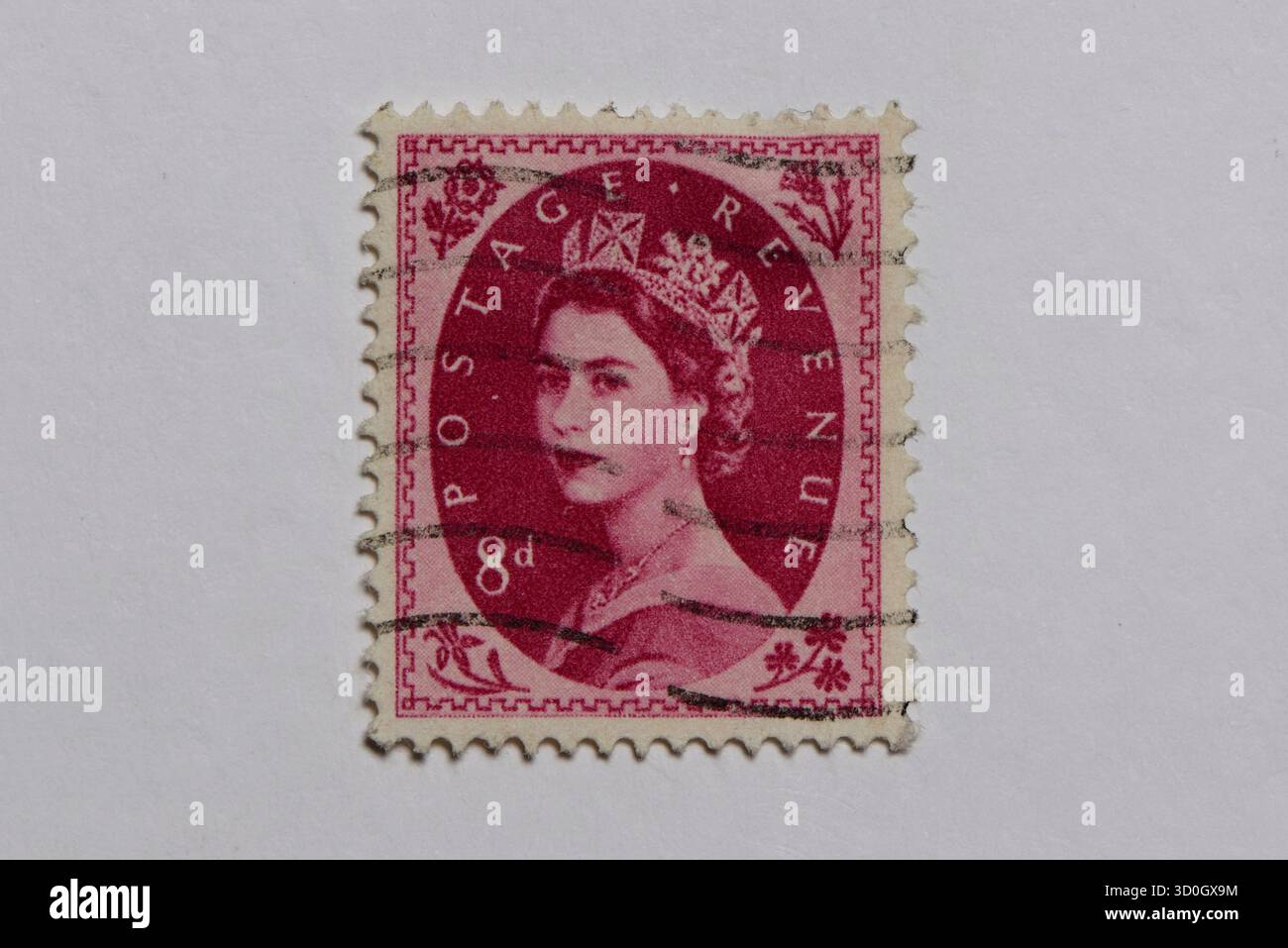 Francobolli dal Regno Unito, Queen Elizabeth, Color Brigt Rose, 1955 Foto Stock