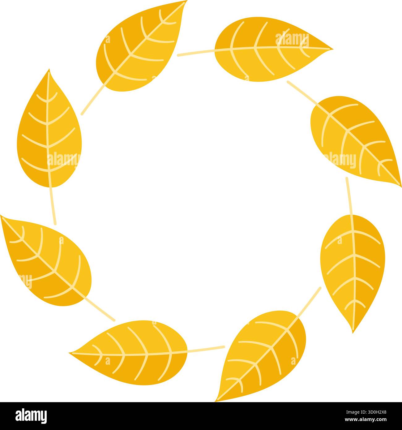 Una corona decorativa realizzata con foglie autunnali nelle tonalità del rosso, del giallo e dell'arancio con uno stile minimalista. Illustrazione Vettoriale