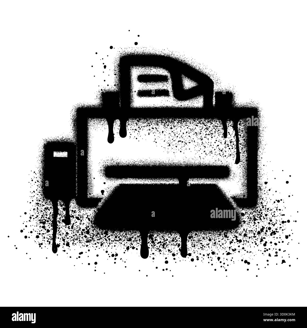 Stampante a getto d'inchiostro verniciata a spruzzo isolata con sfondo bianco. Illustrazione vettoriale. Illustrazione Vettoriale