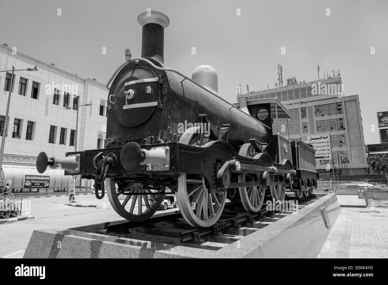 Il modello del treno del 986, costruito dalla Robert Stephonson Company, è la prima locomotiva a vapore in Africa, costruita per le ferrovie egiziane. Visualizzato qui a Ramses St Foto Stock