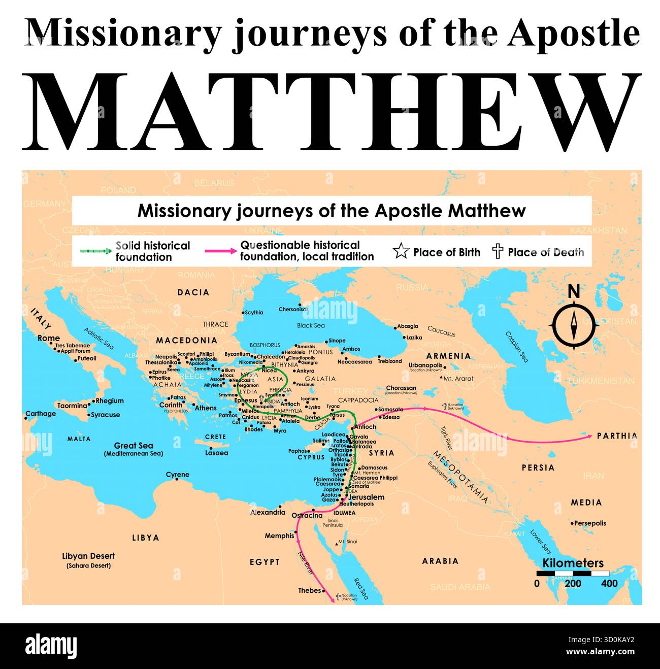 Viaggi missionari dell'apostolo Matteo Illustrazione Vettoriale