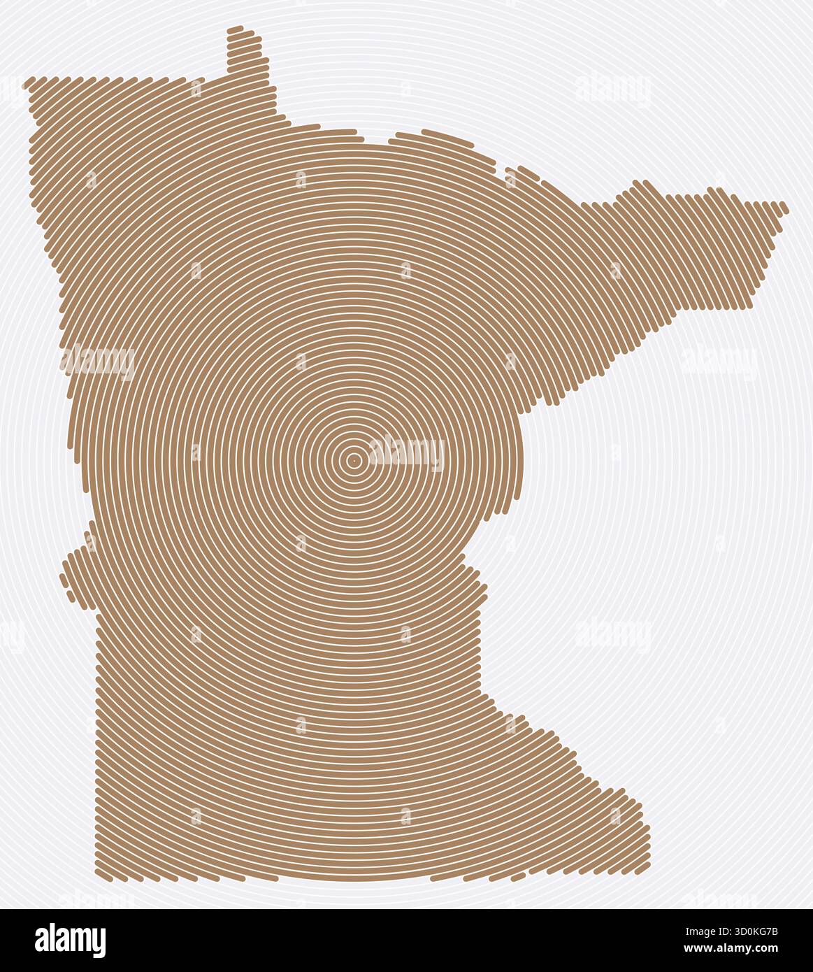 Anelli a forma di Minnesota. Mappa di stato formata da cerchi impilati. Design della forma del confine del Minnesota. Illustrazione vettoriale creativa. Illustrazione Vettoriale